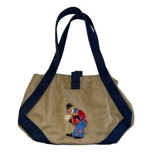 Vintage Canvas Clown Tote Bag